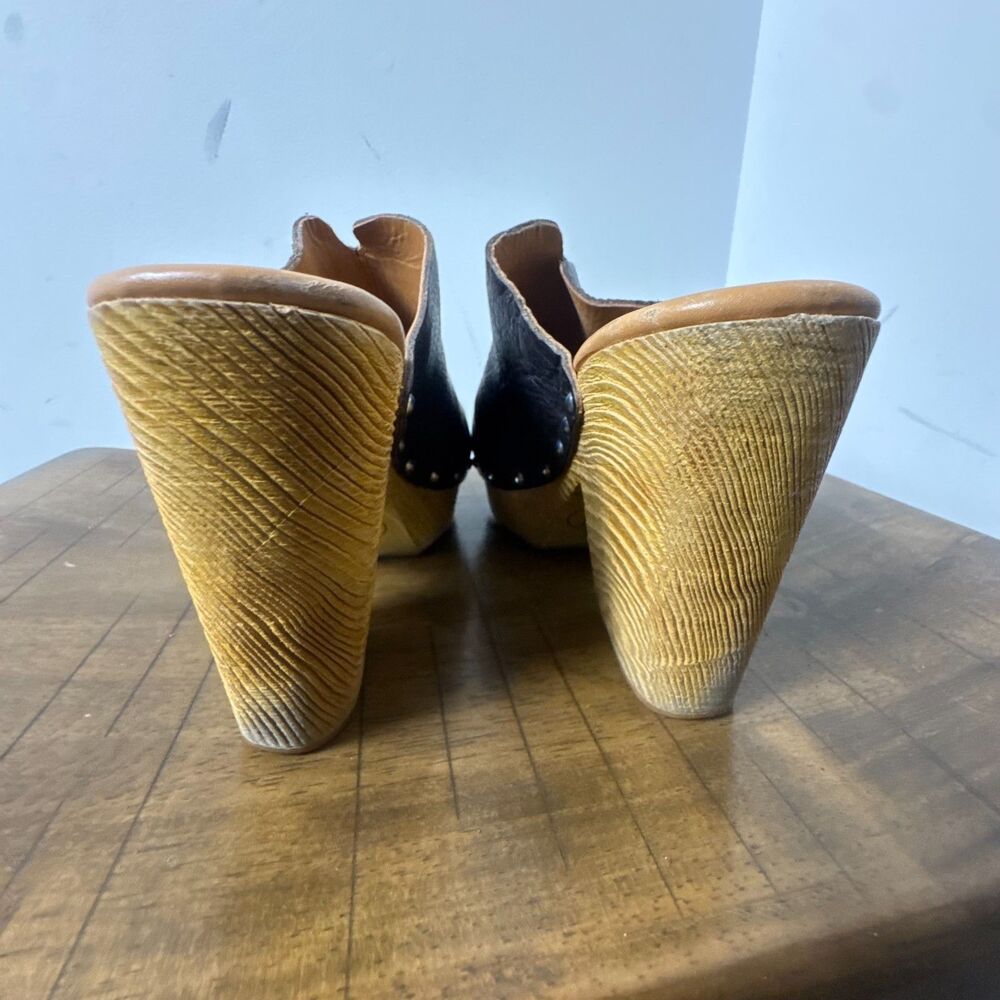 Kork-Ease Brown Leather Platform Wedge Slide Clogs Womens 9 Boho Comfort - Picture 5 of 11